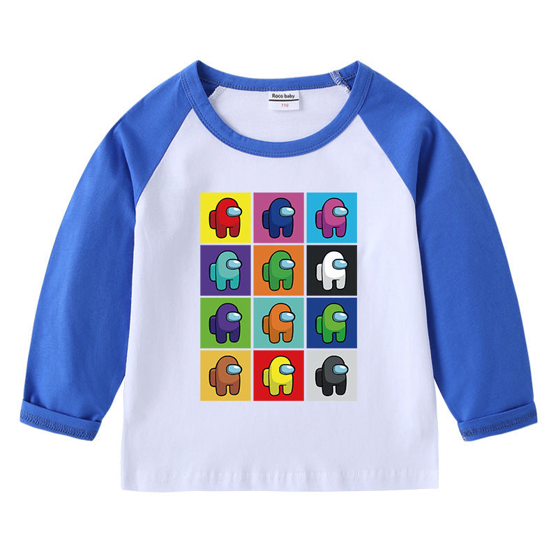 Children's T-shirt with round neck cartoon long sleeves