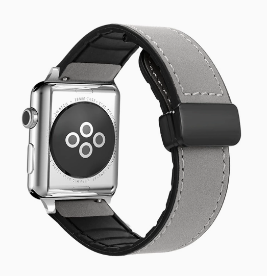 Compatible with Apple Watch 5/6/7/8/9 Ultra Magnetic Buckle Crazy Horse Texture Silicone Skin Strap