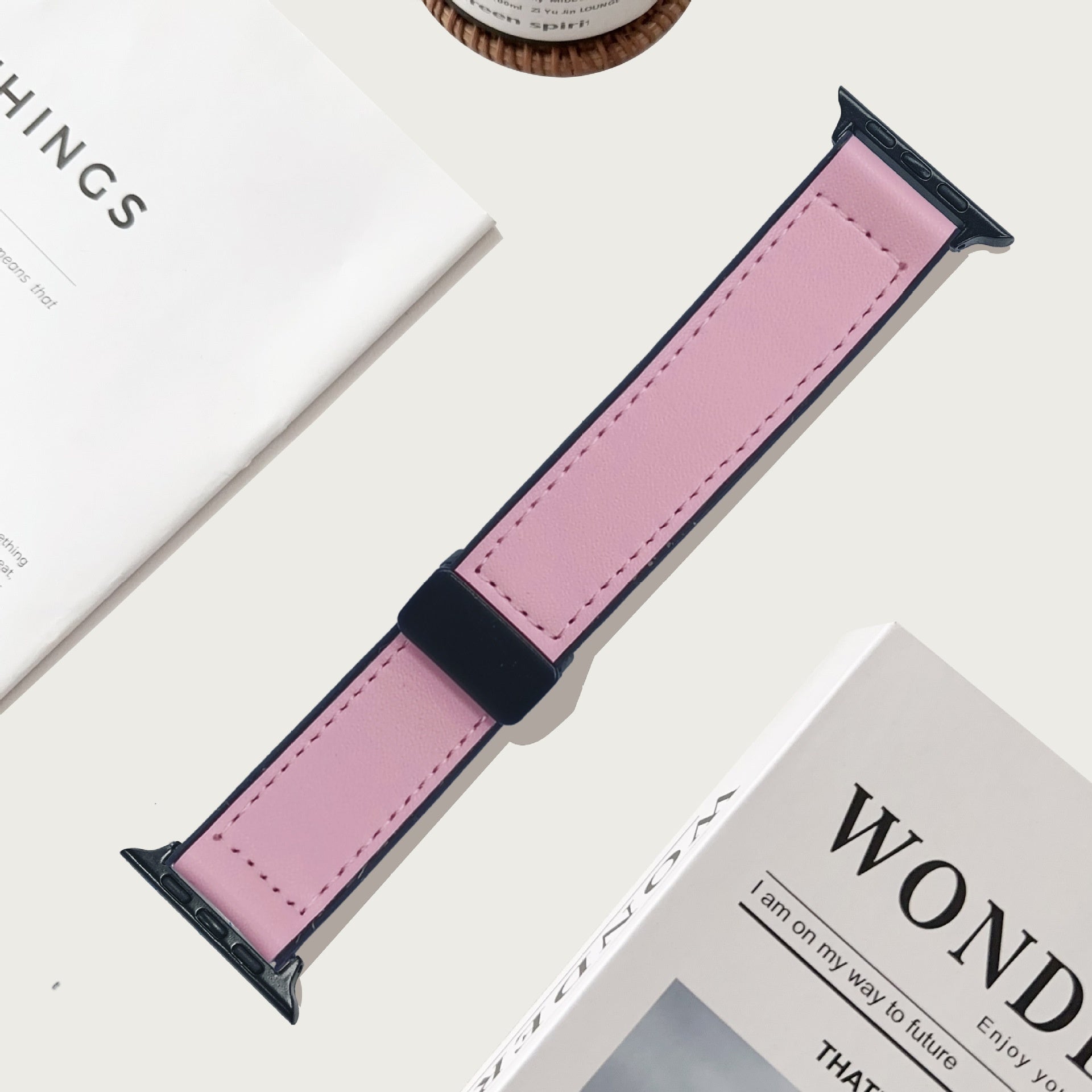Compatible with Apple Watch 5/6/7/8/9 Ultra Magnetic Buckle Crazy Horse Texture Silicone Skin Strap