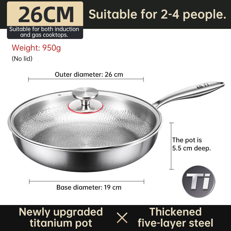 30cm Pure Titanium Nonstick Frying Pan - Coating-Free Patterned Meat Pan, Home Cooking Kitchen Utensil