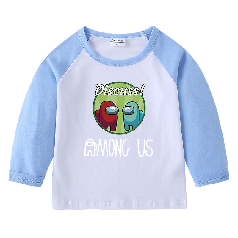 Children's T-shirt round neck cartoon long sleeved top