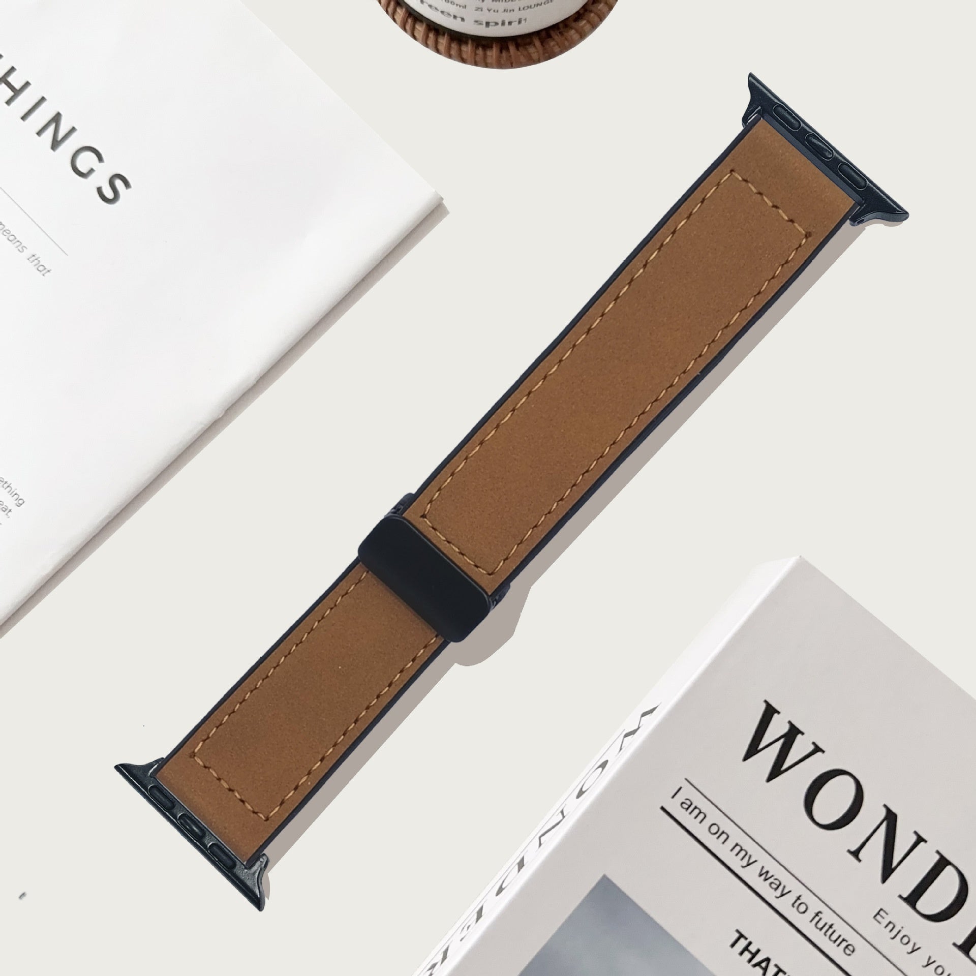 Compatible with Apple Watch 5/6/7/8/9 Ultra Magnetic Buckle Crazy Horse Texture Silicone Skin Strap