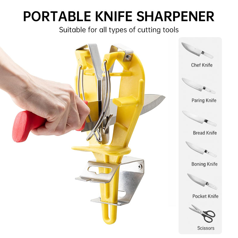 Stainless Steel Knife Sharpener with Mount Bracket, Fixed Kitchen Knife Honing Tool
